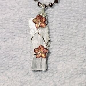 Handcrafted Selenite Floral Pendant Necklace